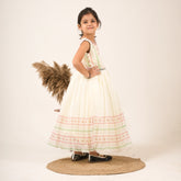 Girls Pastel Printed Gown – Traditional Party & Festive Wear Dress